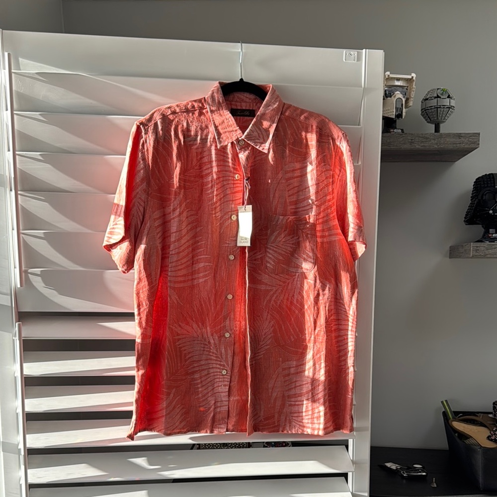 Men's Red Tropical Print Shirt